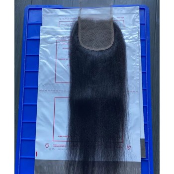 Light Yaki Straight Human Hair 4x4 Lace Closure With Baby Hair 8-20 Inches