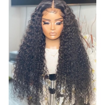 Deep Curly T Part Lace Wigs With Baby Hair Pre-Plucked