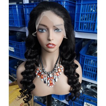 200% Density Loose Wave 13x4 Transparent Lace Frontal Wigs For Black Women