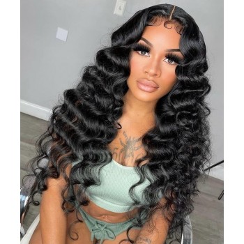 Loose Wave Lace Closure Wig Human Hair 200% Density 6X6 HD Lace Closure Wig