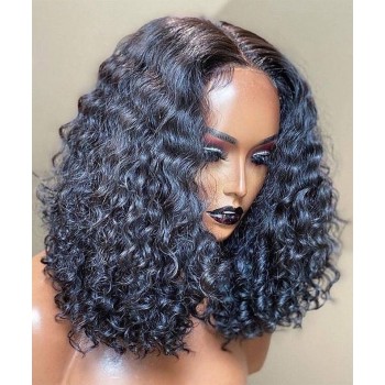 4X4 Lace Closure Wigs Deep Curly 180% Density Human Hair