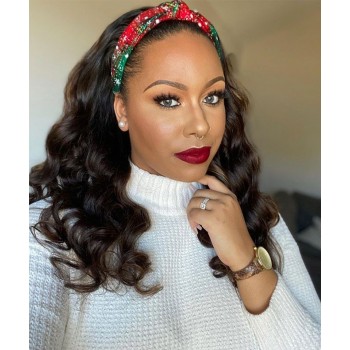 Body Wave Human Hair Headband Wigs For Black Women