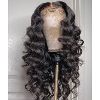 Loose Wave T Part Human Hair 13X4 Lace Front Wigs