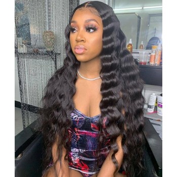 Loose Wave Full Lace Human Hair Wigs Pre Plucked 130% Density Quality