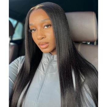 Light Yaki 13x4 HD Lace Front Wigs For Black Women Human Hair 130% Density