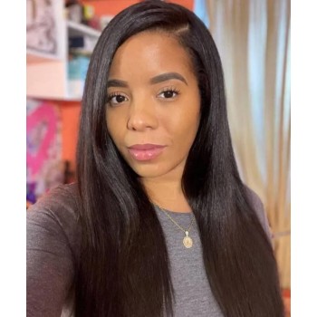 6X6 HD Lace Closure Light Yaki Human Hair Wig 10-30 Inch