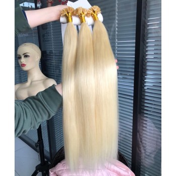 613 Blonde Color Straight Nail Hair Extensions 8-30 Inches
