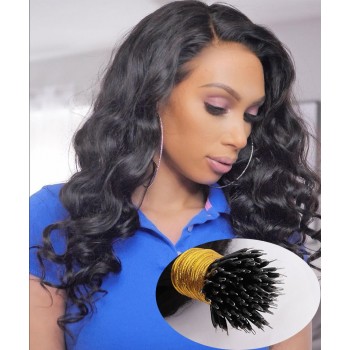 Loose Wave Nano Ring Human Hair Extensions 8-30 Inches