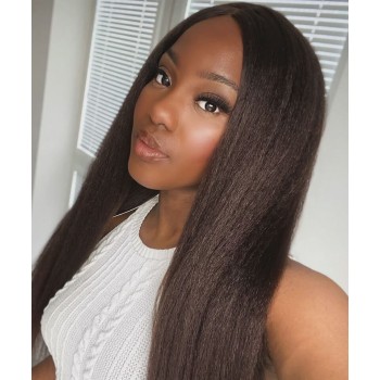 Italian Yaki 360 HD Lace Front Wigs 130% Density Natural Hairline