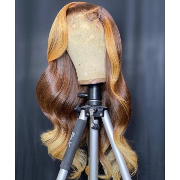 Three Tone Ombre Color 13X4 Lace Human Hair Wigs