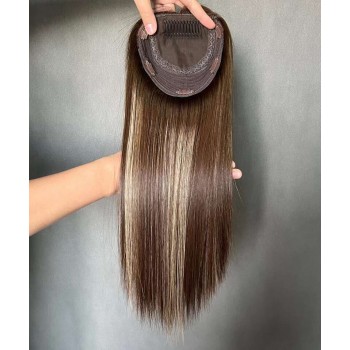 Ombre Highlight Color Clip In Human Hair Topper For Women
