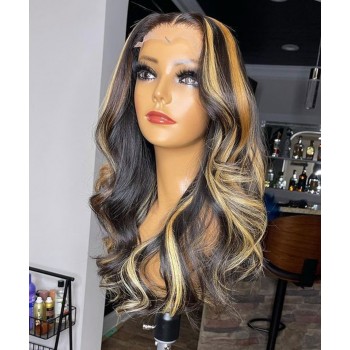 Ombre Colored T Part Wigs Body Wave 250% Density
