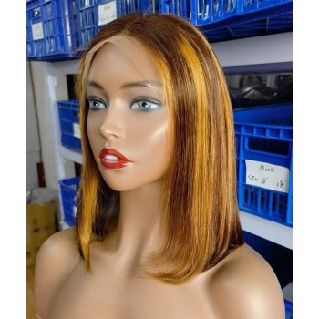 Ombre Color Human Hair Straight Wigs Women 150% Density