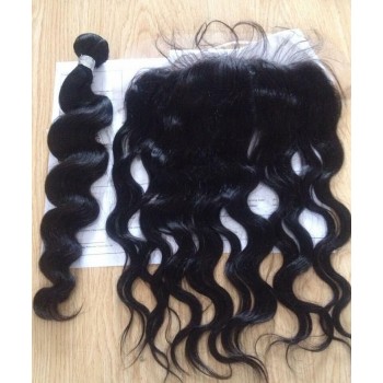 One Bundle Loose Wave Human Hair With Lace Frontal