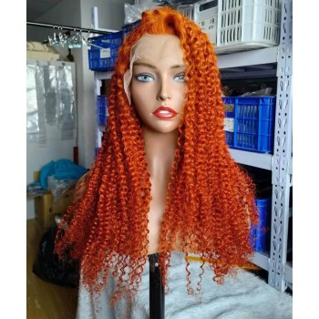 Orange Color Kinky Curly 13X4 Lace Wig 150% Density