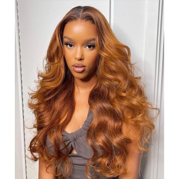 1B/Orange Two Tone Ombre Color Lace Front Human Hair Wigs