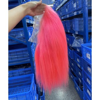 Pink Straight Human Hair 13X4 Lace Wigs For Black Women