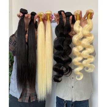 613 Blonde Color Straight Indian Human Hair Weave Bundles