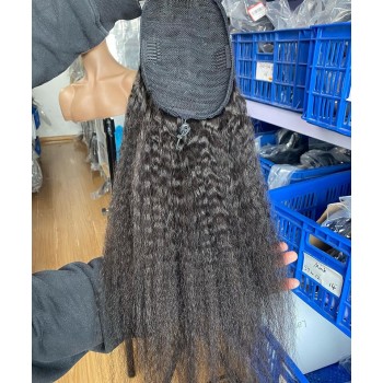 Kinky Straight Ponytail Human Hair Extensions For Women