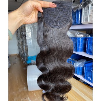 Body Wave Wrap Ponytail Human Hair Extensions 10-26 Inches