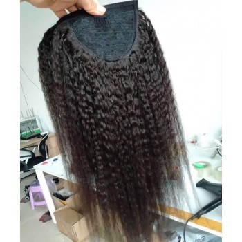 Quality Kinky Straight Wrap Ponytail Human Hair Extensions