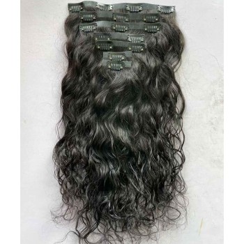 Water Wave Pu Clip In Human Hair Extensions 10-30 Inches Brazilian Wet Wavy
