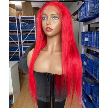 1B/99j Colored 360 Lace Frontal Wigs 150% Density Red Wine