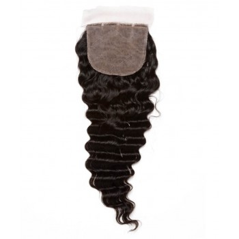 Deep Wave Silk Base 4X4 Lace Closures Pre Plucked