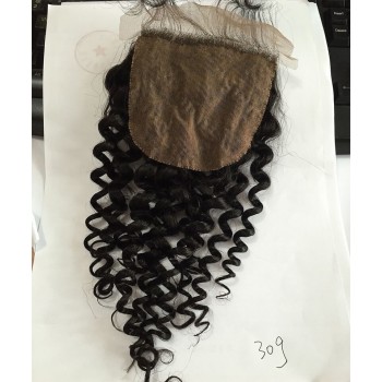 Brazilian Kinky Curly Silk Base Closures Human Hair