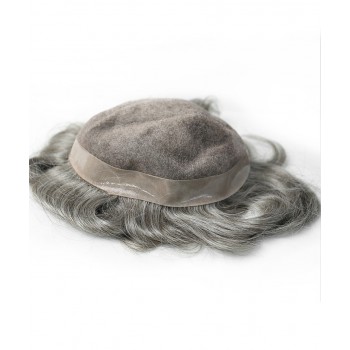 Silver Grey Human Hair Pu Toupee For Sale At Cheap Prices