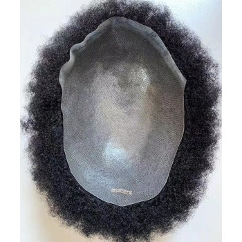 Afro Kinky Curly Human Hair Thin Skin Toupee Hair Pieces