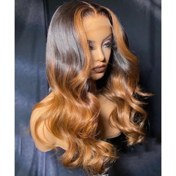 Body Wave 13X4 Lace Front Wigs #1B/4/27 Ombre Color