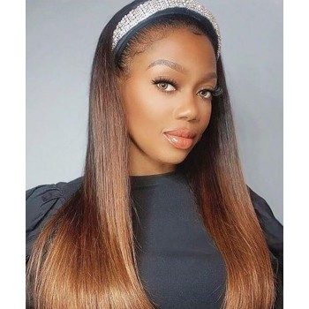 Ombre Colored Straight 13x4 Transparent Lace Wigs
