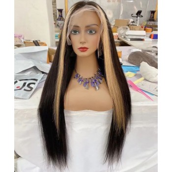 Silky Straight Highlight Color T Part Human Hair Wigs Sales