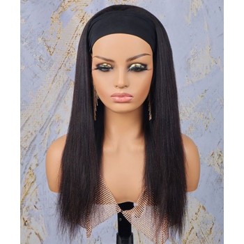 Italian Yaki Straight Headband Wigs For Black Women 150% Density Corase Yaki
