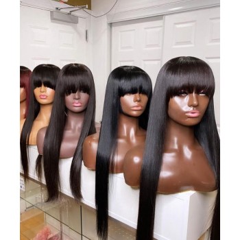 Brazilian Transparent 13X6 Lace Front Human Hair Bang Wigs