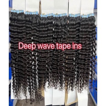 Deep Wave Tape Human Hair Extensions 8-30 Inches For Sale