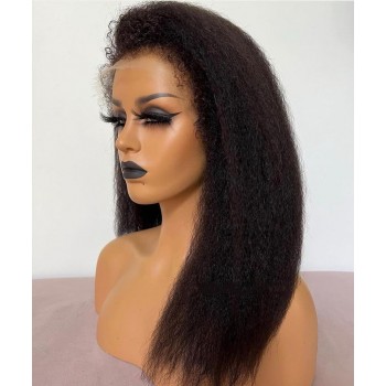 130% Density Kinky Straight Transparent Lace Wigs For Black Women 8-30 Inches