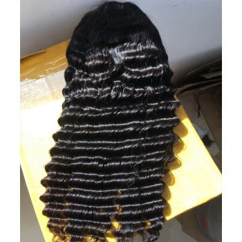 Invisible Knots 360 Transparent Lace Frontal Wig Deep Wave