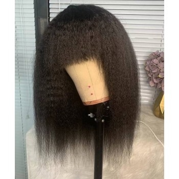 Kinky Straight Lace Front Wigs With Bang Human Hair Sales