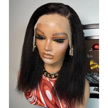 Full Lace Kinky Straight Silk Base Wigs For Black Women