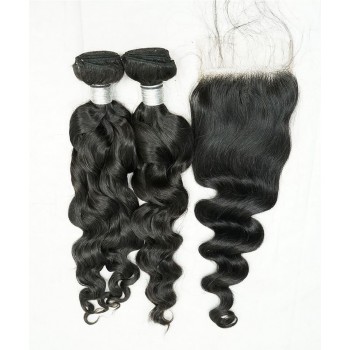 Loose Wave Two Bundles With 5X5 Lace Closure