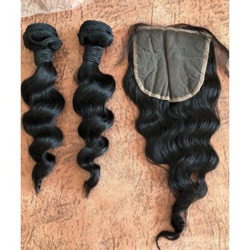 Quality Two Bundles Loose Wave With Lace Closure