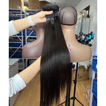 Straight Malaysian Virgin Hair Bundles 3Pics Natural Color