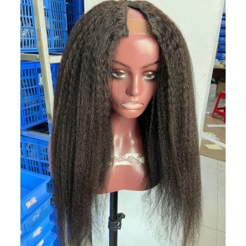 V Part Hair Kinky Straight Wigs For Black Women 150% Density