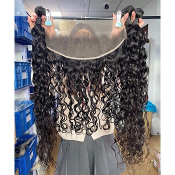 Lace Frontal Closures With Bundles 4 Pieces/set Water Wave