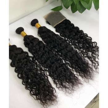 Water Wave 13X6 Lace Frontal Closures With Three Bundles