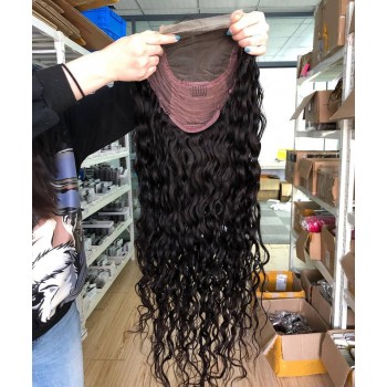 Water Wave Lace Closure Wigs With Baby Hair 150% Density