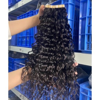 Loose Curly Wavy Tape Human Hair Extensions For Women