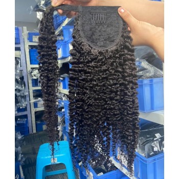 3B 3C Kinky Curly Wrap Ponytail Human Hair Extensions